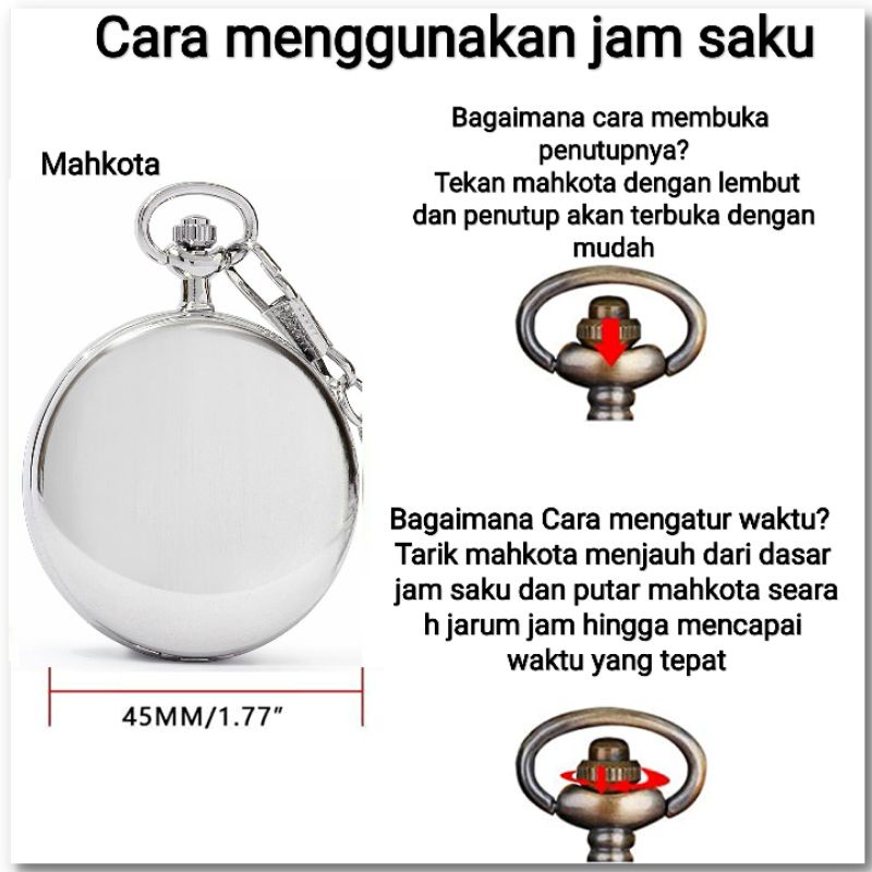 pocket watch Jam Tangan Saku  Badan Polos Polos free box dan Baterai Cadangan