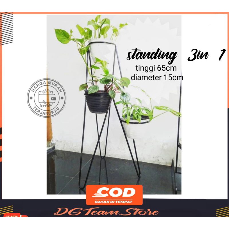 STANDING POT 3 IN 1 / STANDING POT BUNGA / tempat bunga/ RAK POT BUNGA BESI