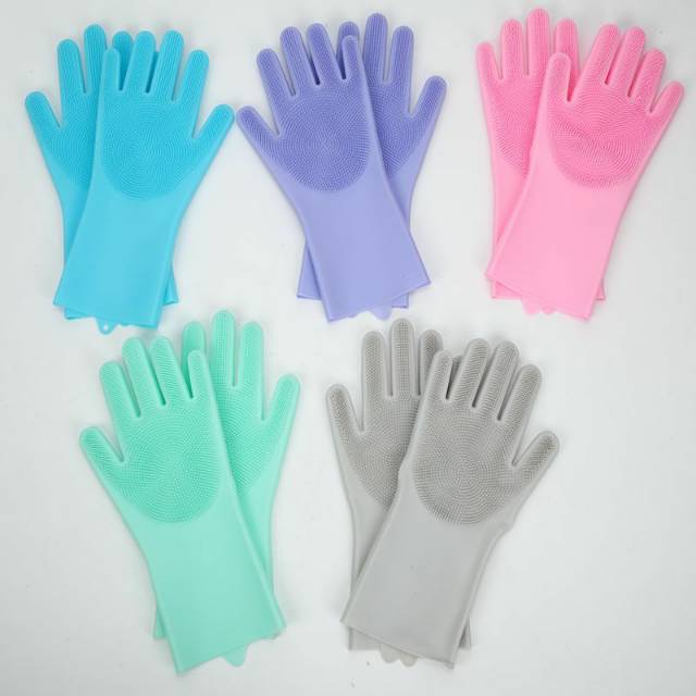 Best Seller Sarung tangan cuci piring pembersih tahan panas reusable silicone dishwashing gloves