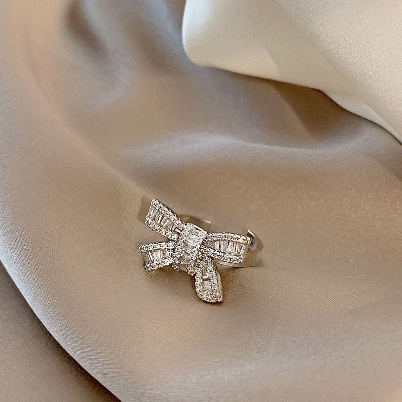 Shuling 2021 Cincin Silver Adjustable Desain Pita Hias Zircon Untuk Wanita