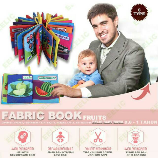 mainan bayi buku bantal bayi buku kain judul Fruit