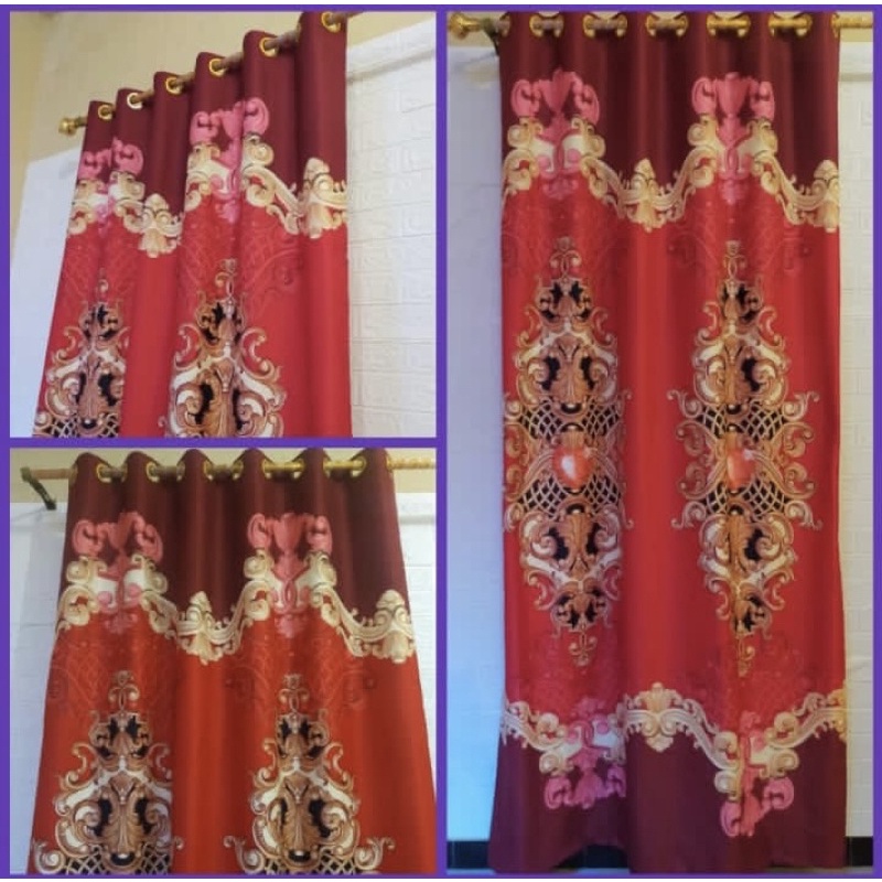 [ PINTU DAN JENDELA ] GORDEN SMOKRING MOTIF SULTAN ALLEGRA MERAH