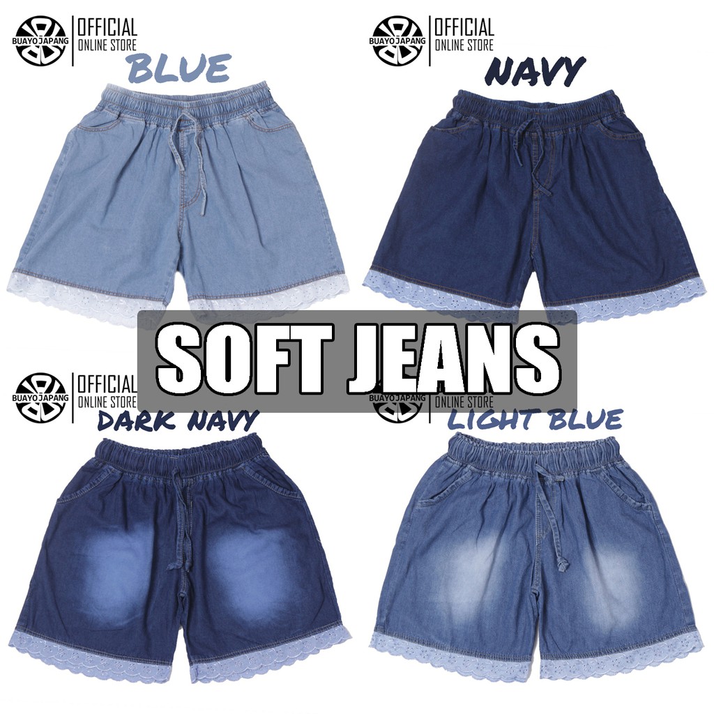 Buayo Japang - Celana Pendek Jeans Wanita / Hot Pants Jeans Renda HW Premium