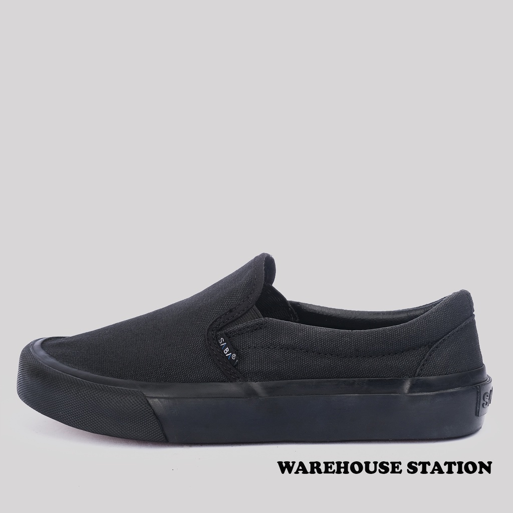 SABA Vintage Slip On All Black - Sepatu Sneakers Casual Pria Wanita