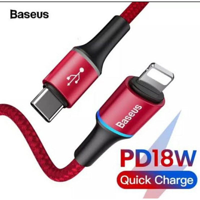 Kabel data Baseus halo series usb type c to lightning 18w isupport PD