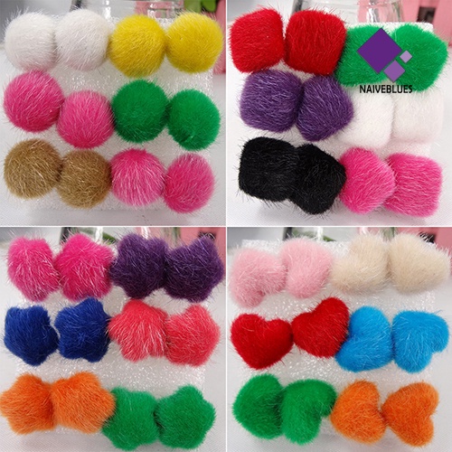 Naiveblue 6 Pasang / Set Anting Tusuk Bentuk Bulat / Bintang / Hati Bahan Plastik Untuk Wanita