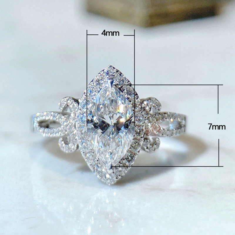 Trendy Women Wedding Rings Marquise Cubic Zirconia Inlaid Stone High Quality Silver Color Female Engagement Jewelry