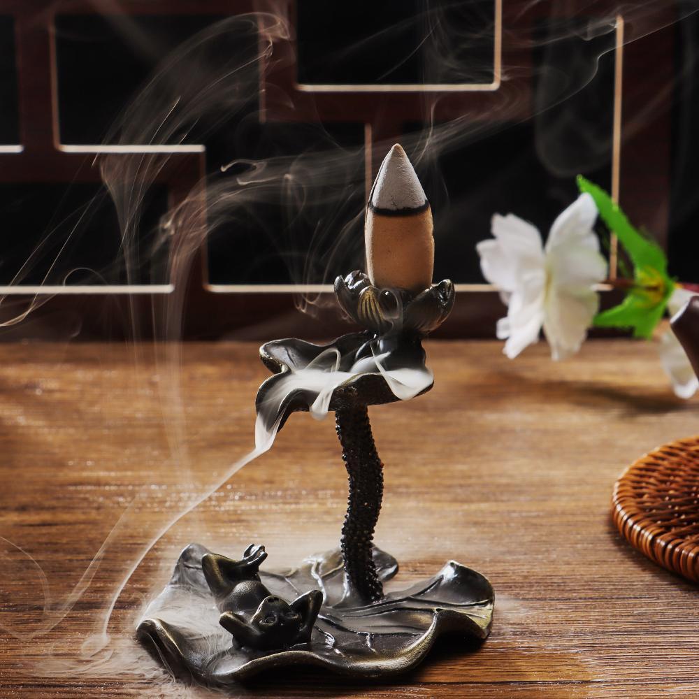 Populer Backflow Incense Burner Aromatherapy Dekorasi Rumah Tempat Dupa Lotus Leaf