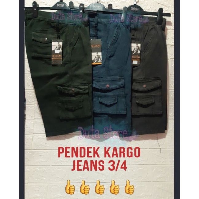 Celana Pendek Cargo Pria jeans Bahan Denim Kargo Kempol Bawah Lutut 3/4 Katok Jeans COD Premium Term