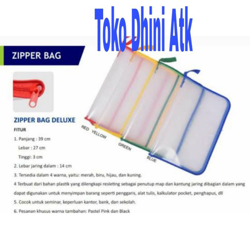 

Map Plastik Reslesting Jaring Zipper Bag File