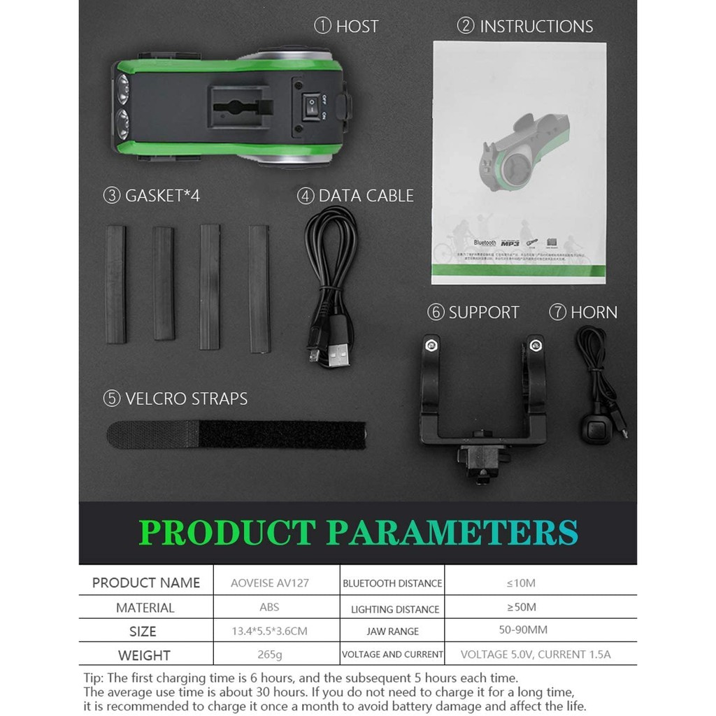 Multifunction Bicycle Powerbank Phone Holder with Speaker and LED