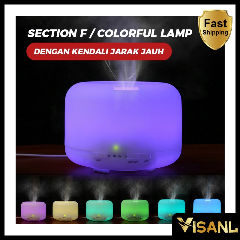 Humidifier Diffuser Air Alat Aromaterapi 2 Pilihan Ukuran 300ML Dan 500ML Model Alas Dengan Remote Dan 7 Warna LED