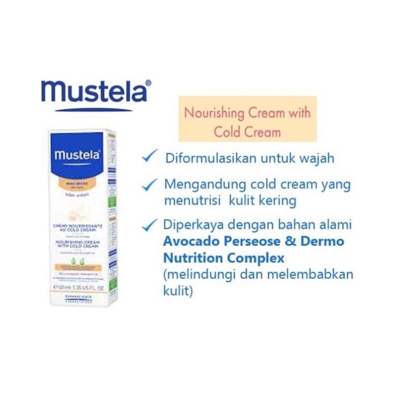 Mustela Nourish Cream With Cold Cream 40ml - Face Cream Bayi Kulit Kering