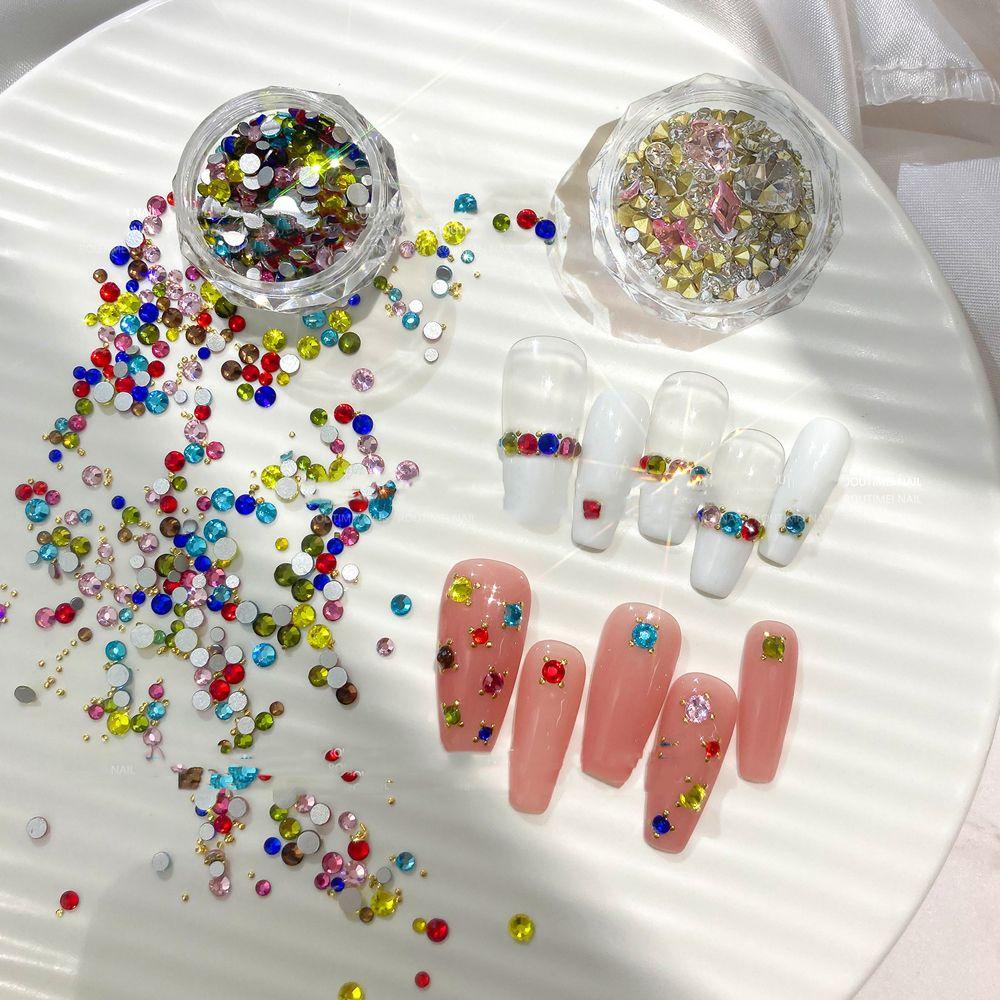 Mxbeauty Dekorasi Nail Art Hati Bulat Ornamen Manicure Aksesoris Flatback Kristal Permata Rhinestones