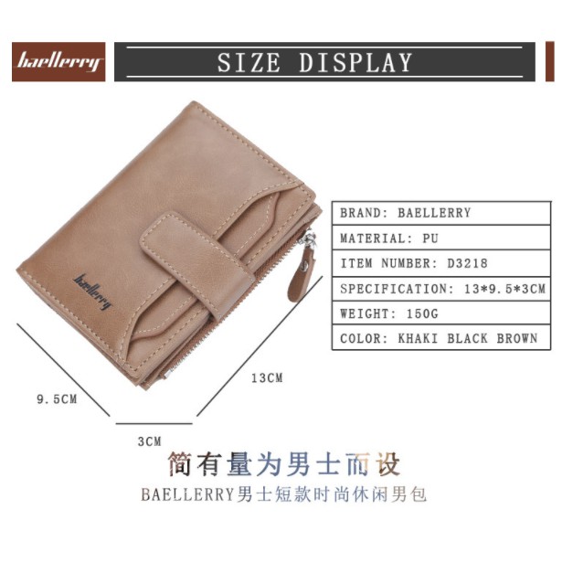 [BISA COD] Dompet Pria Dompet Lipat Kulit Baellerry Original Bahan Kulit Men Wallet Import [D3218]