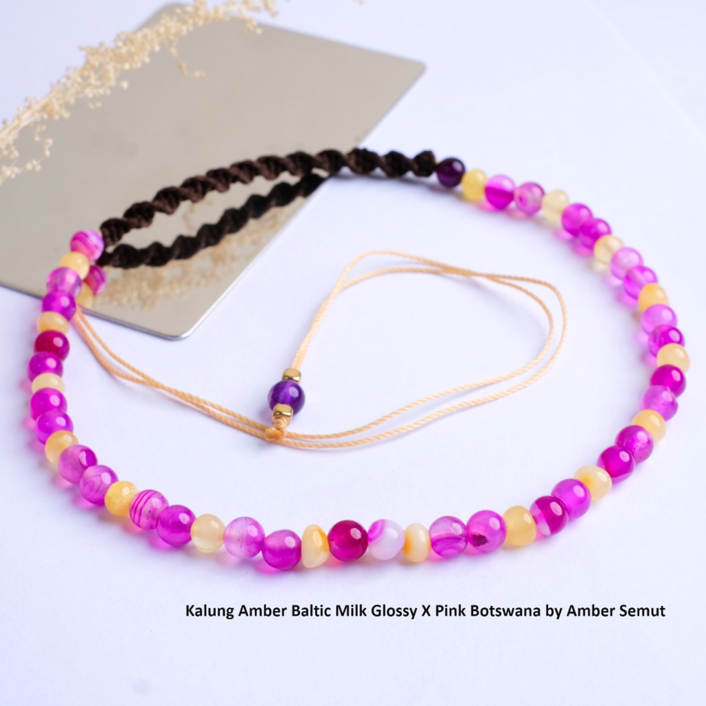 Kalung Amber Baltic Milk Glossy X Pink Botswana (2188)