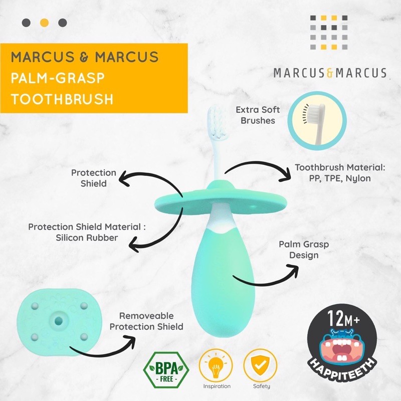 Marcus &amp; Marcus Palm Grasp Toddler Training Toothbrush - Sikat Gigi Bayi