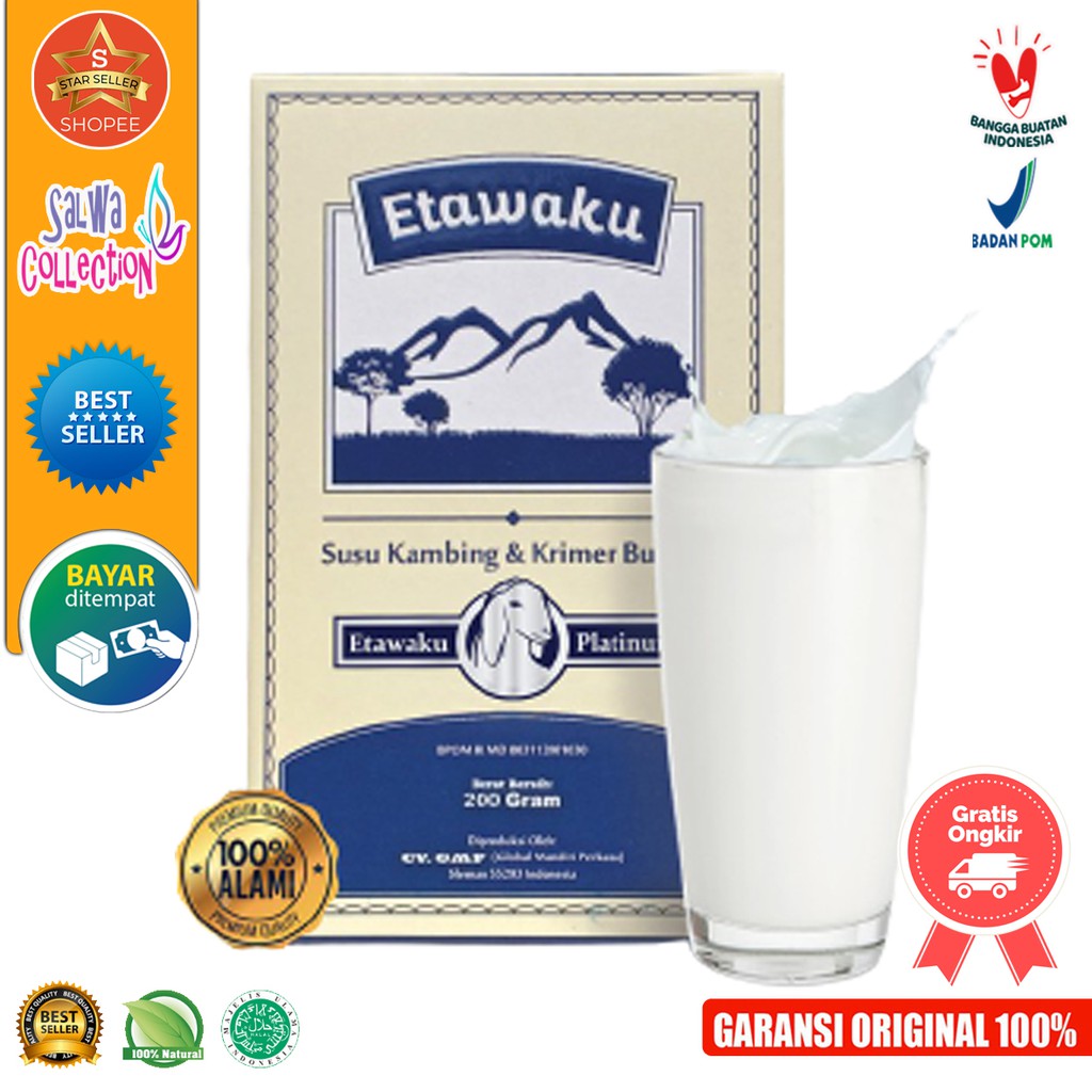 

ETAWAKU PLATINUM Susu Kambing Etawa Bubuk Rendah Kalori Obat Herbal Sesak Nafas Dan Paru Paru Original Halal BPOM