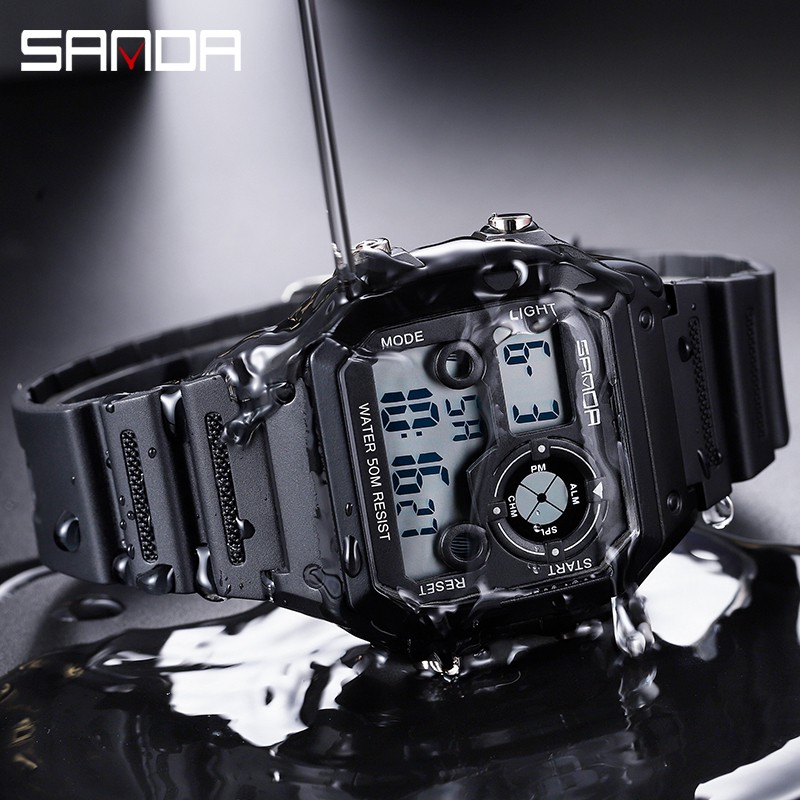 SANDA 418 Jam Tangan Pria Digital Tali Rubber Chronograph Anti Air WATCHKITE WKOS