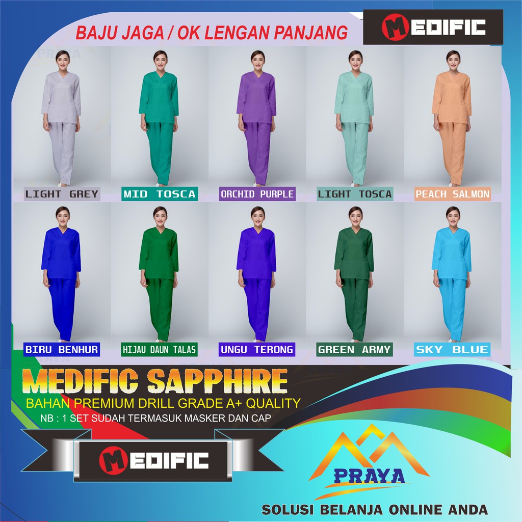 Seragam baju ok oka scrub baju jaga LENGAN PANJANG  warna 2