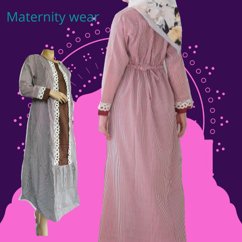 long dress katun gamis ibu hamil menyusui-baju hamil menyusui syari GHS209
