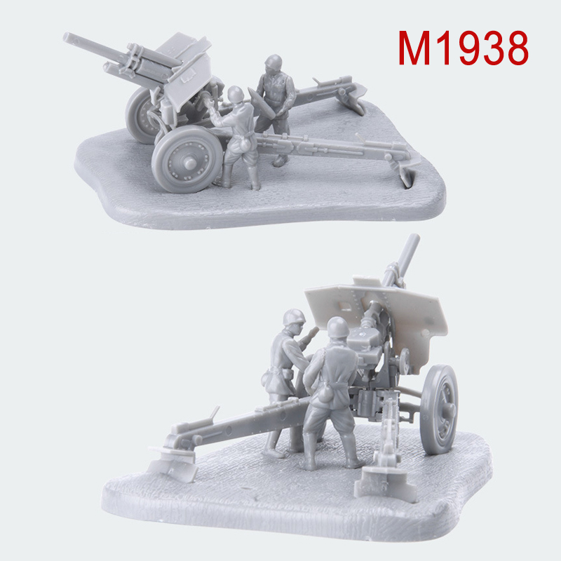 Mainan Rakitan Model Scenario PAK40 M30 M1938 4d 1: 72 Antitank Cannon WW2 Soldier Scene