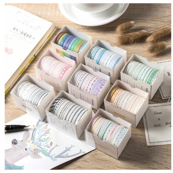 Japanese Washi Tape - Set Border Line Pattern (10pcs)