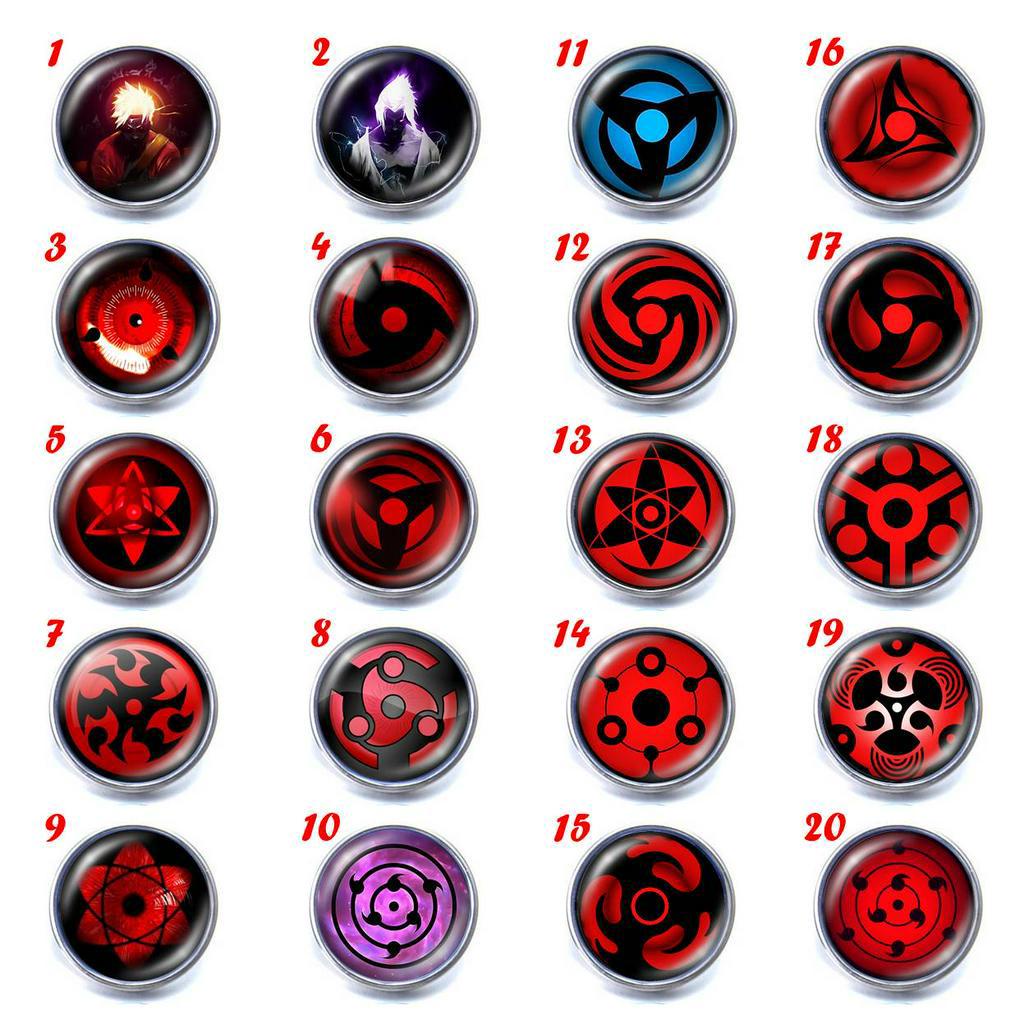 KALUNG RANTAI HITAM LIONTIN NARUTO MATA SHARINGAN RINNEGAN EYE 3D STAINLESS STEEL