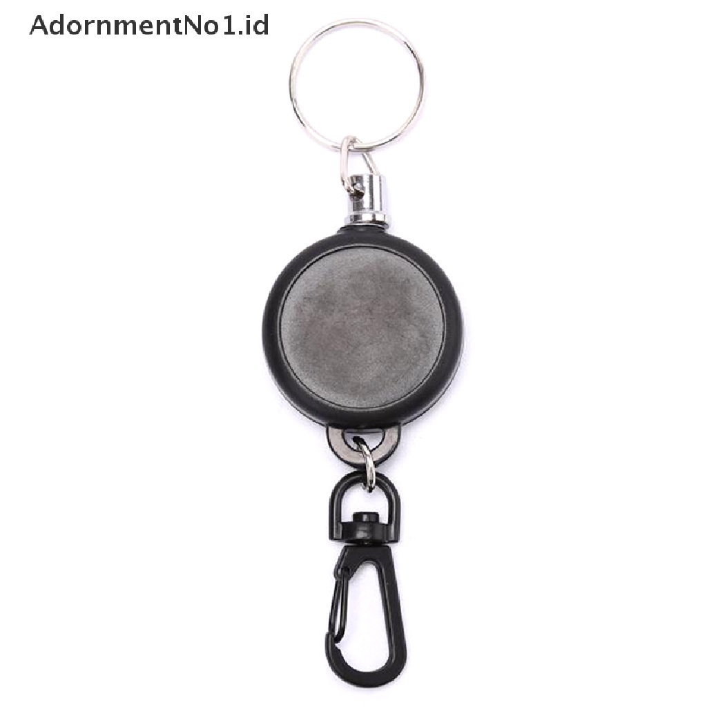 (AdornmentNo1) 1pc Gantungan Kunci Holder Kartu ID / Badge Retractable 60cm Warna Hitam