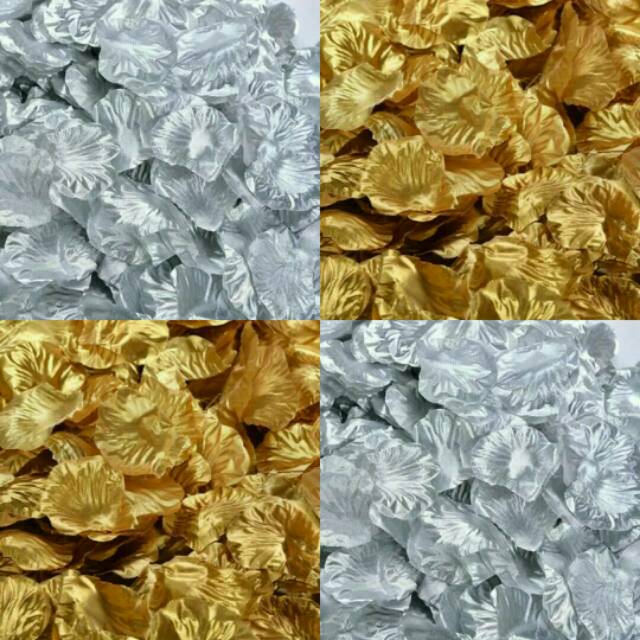 Rose Petal / Kelopak Bunga Mawar Sintestis / Tiruan warna Gold/Silver isi +/- 100 helai