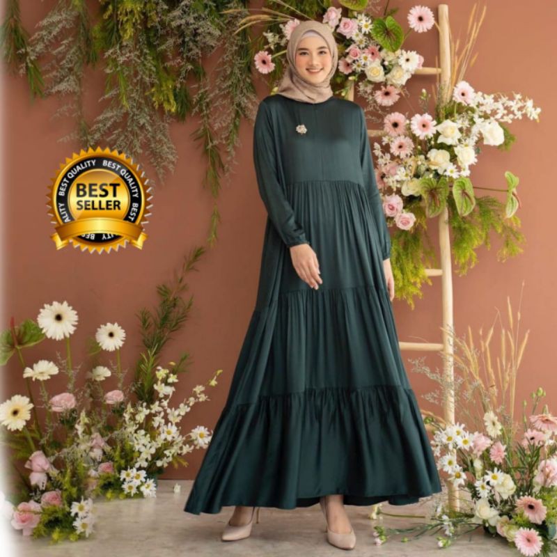 Baju Gamis Wanita katun rayon polos terbaru homedress homedres polos busui terbaru jumbo LD 120cm-Aurel Botol