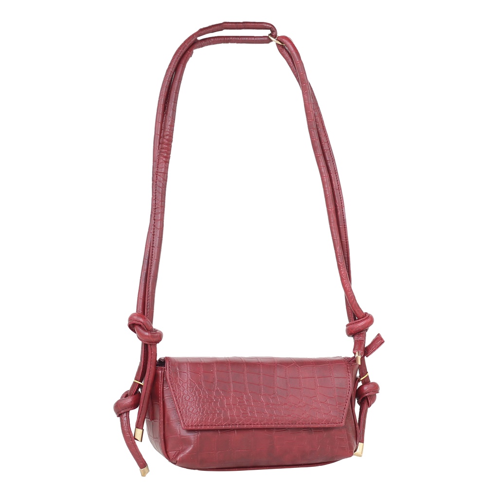 Tas Wanita Korean Stylish Tas Fashion Selempang Megika Maroon Tas Tas Bahu Unik