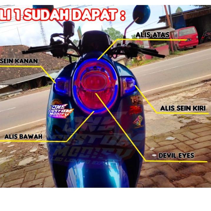 Muraaaahh.. LAMPU LED ALIS SCOOPY DONAT BONUS DEVIL EYES LAMPU SENJA SEIN VARIASI LAMPU DEPAN SCOOPY