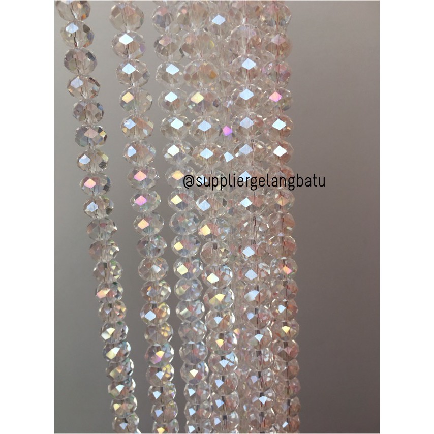 Kristal Ceko kilap 10mm WHITE QUARTZ putih bening rondele bapao payet aksesoris craft diamond bahan