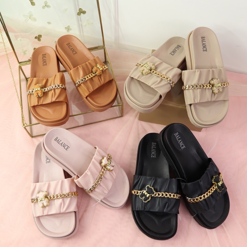 (BALANCE - 1604) Sandal SLOP wanita import/sandal rantai/sandal fashion