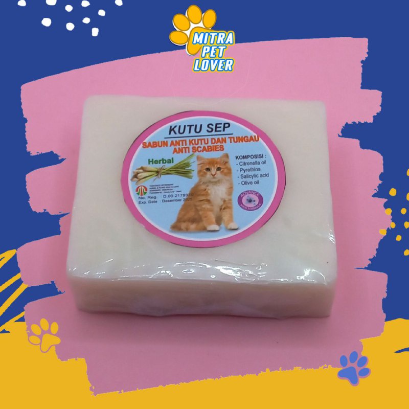 SABUN ANTI KUTU KUCING - KUTU SEP HERBAL SOAP - ANTI SCABIES KUDIS KORENG JAMUR TUNGAU EKSIM GATAL SAKIT KULIT KUTUSEP SOAP CAT KITTEN PUSSY - MURAH GARANSI KUALITAS ASLI ORIGINAL - TAMASINDO OBAT &amp; VITAMIN HEWAN BINATANG PELIHARAAN MITRAPETLOVER