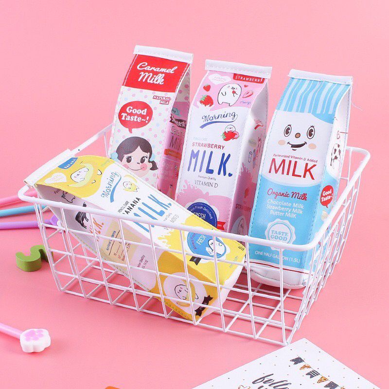 Tempat pensil kotak  MILK SUSU Lucu unik