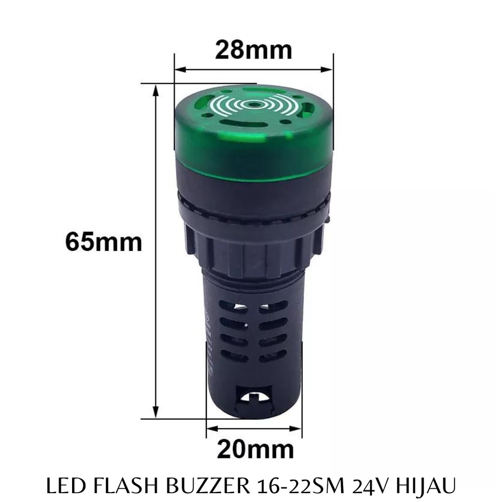 LAMPU FLASH BUZZER LED PILOT BEEPER ALARM SIGNAL AD 16-22SM 24V