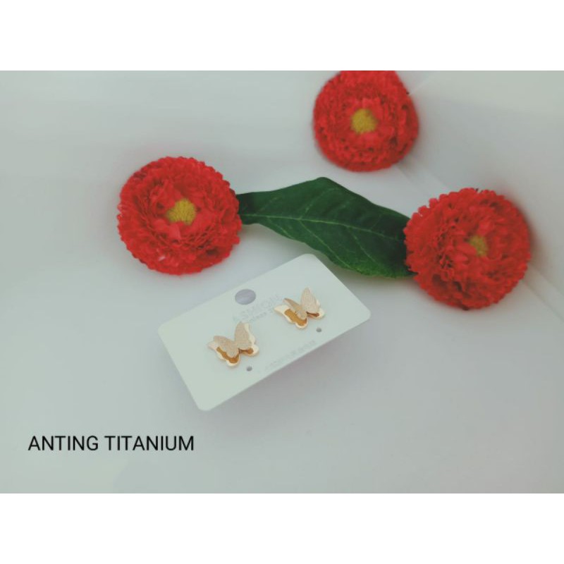 Fourfashion Anting Titanium Tusuk Kupu-Kupu Rosegold S059