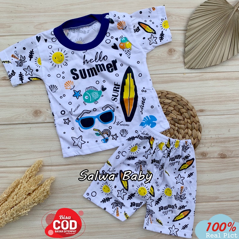 Setelan Baju Bayi Lengan Pendek Usia 5-12 Bulan Almeerababy