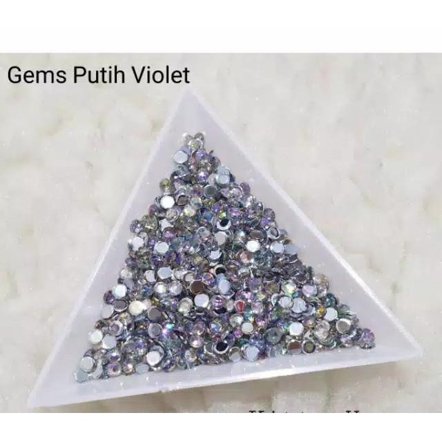 Gemstone Putih Violet Kilau AB 3mm/ isi +- 1000pcs/ Blink Blink/ Rhinestone/ Gemstone Gold AB