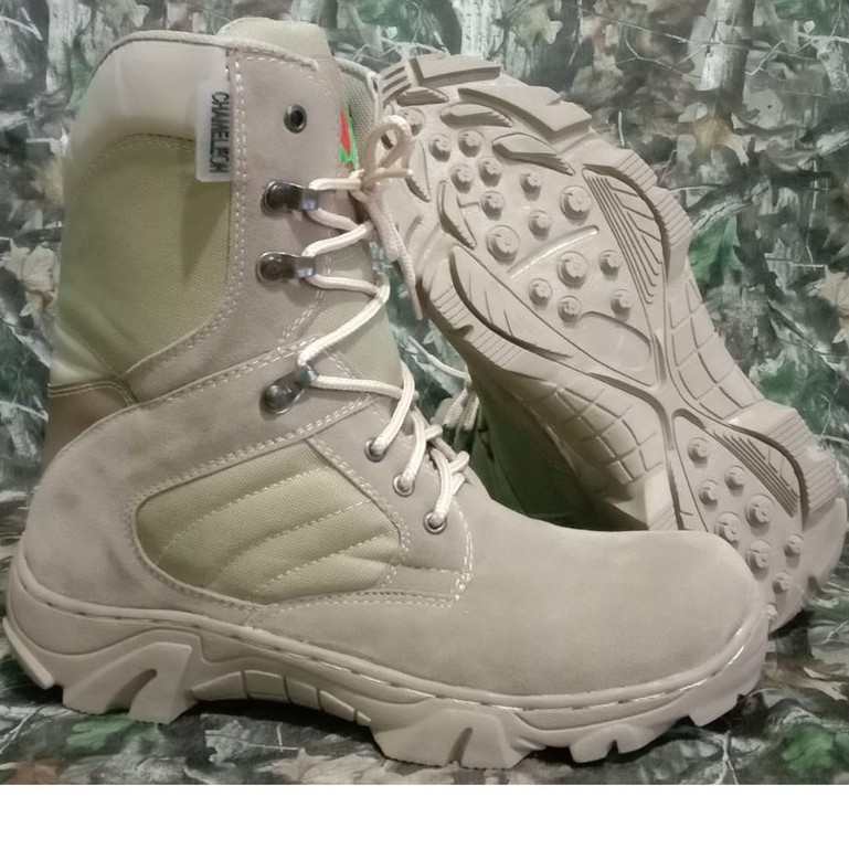 sepatu boots taktikal chamelon kerja lapngan cream 8inc