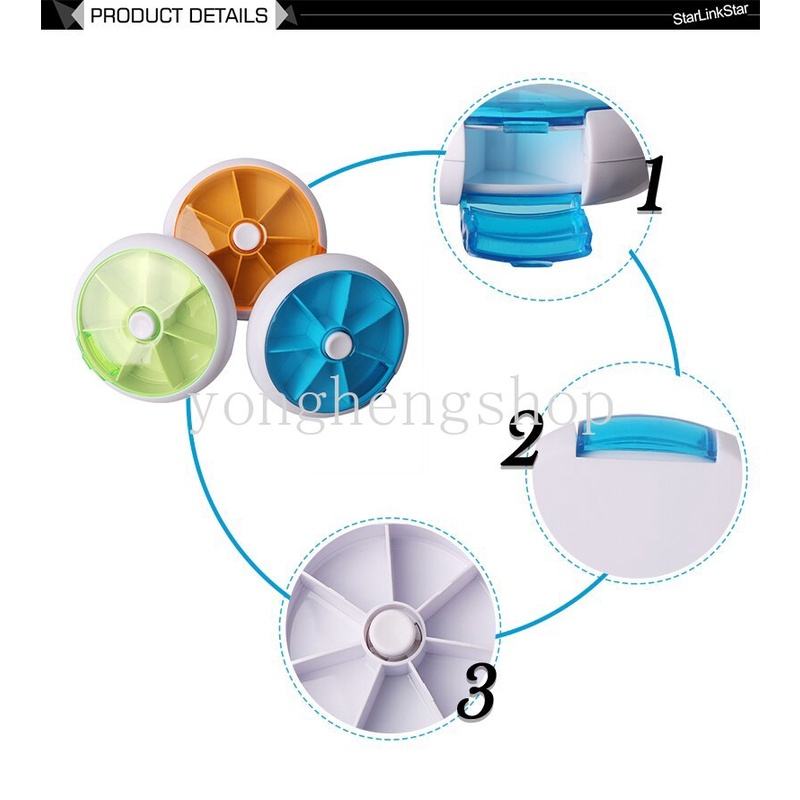 Kotak Organizer Obat Pil Bentuk Bulat Untuk 7 Hari