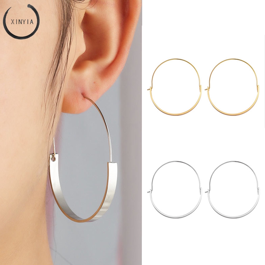 Anting Paduan Setengah Lingkaran Anting Geometris