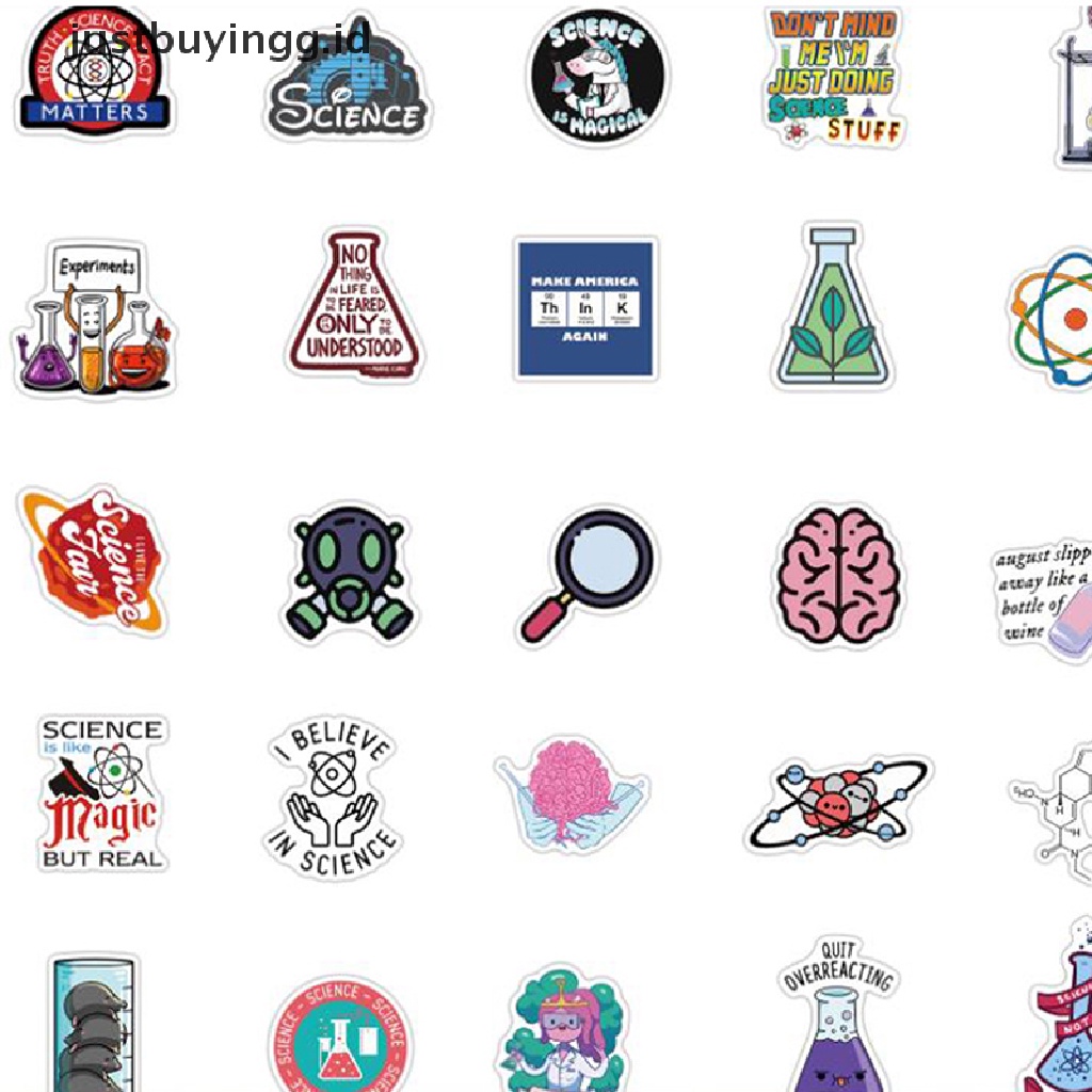 (Justbuyingg.Id) 50pcs Stiker Laboratorium Kimia Untuk Laptop / Handphone / Skateboard / Koper