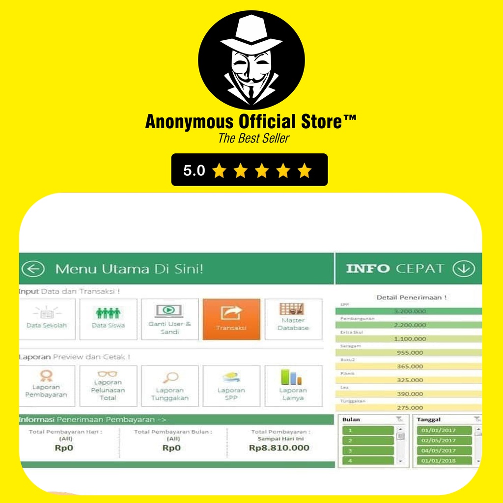 

PROGRAM SMART EXCEL KEUANGAN AKADEMIK PEMBAYARAN SPP SEKOLAH