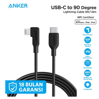 Anker Kabel Charger Anker C to Right Angle Lightning Cable 6ft - Y2370
