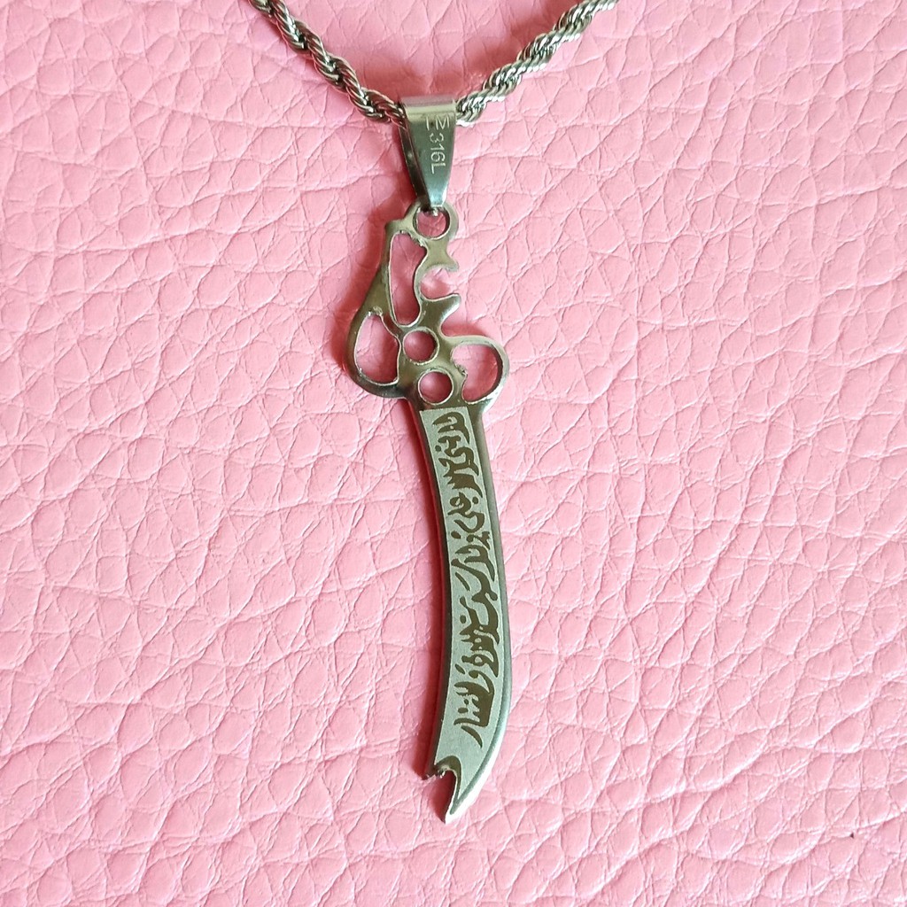 Kalung Liontin Titanium 316L Pedang Zulfikar