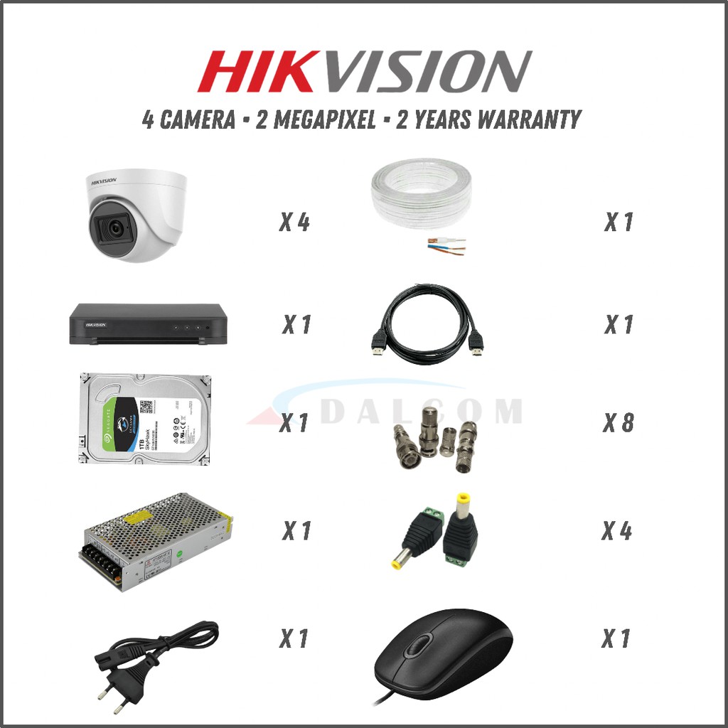 PAKET CCTV HIKVISION 4 CHANNEL 4 KAMERA TURBO HD 1080P 2MP-1