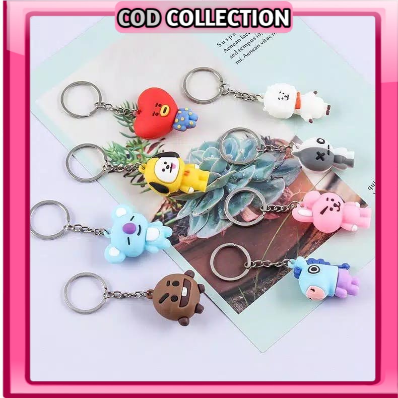 6 pcs Gantungan Kunci Boneka Cute BTS Keychian Cartoon BTS Aksesoris Tas Kunci Motor Mobil Import Mu